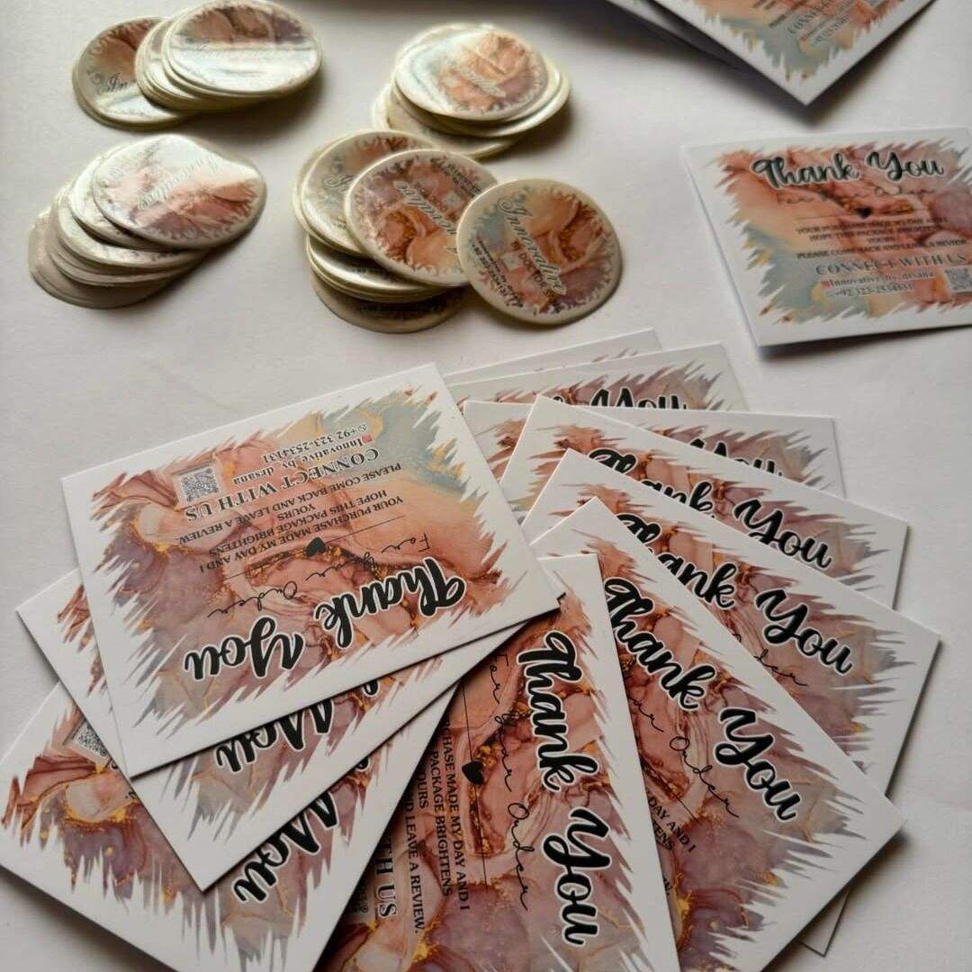 STICKERS AND THANK YOU CARDS — Prime Labels work sample