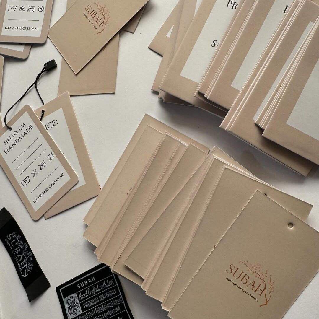 premium tags, and high-def woven labels. The details make the brand — Prime Labels work sample