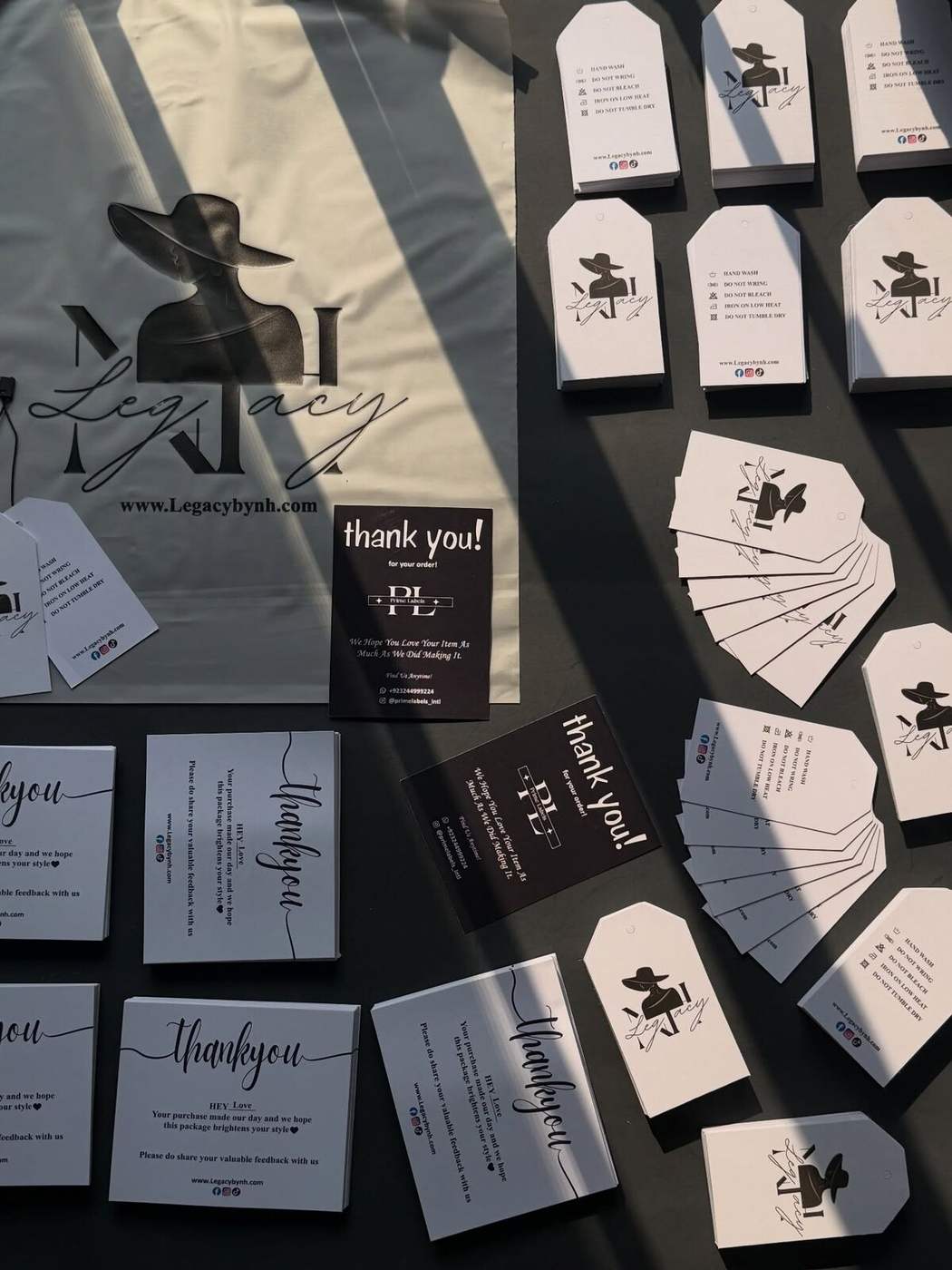 THANK YOU CARDS | TAG CARDS | ZIPPER BAGS — Prime Labels work sample