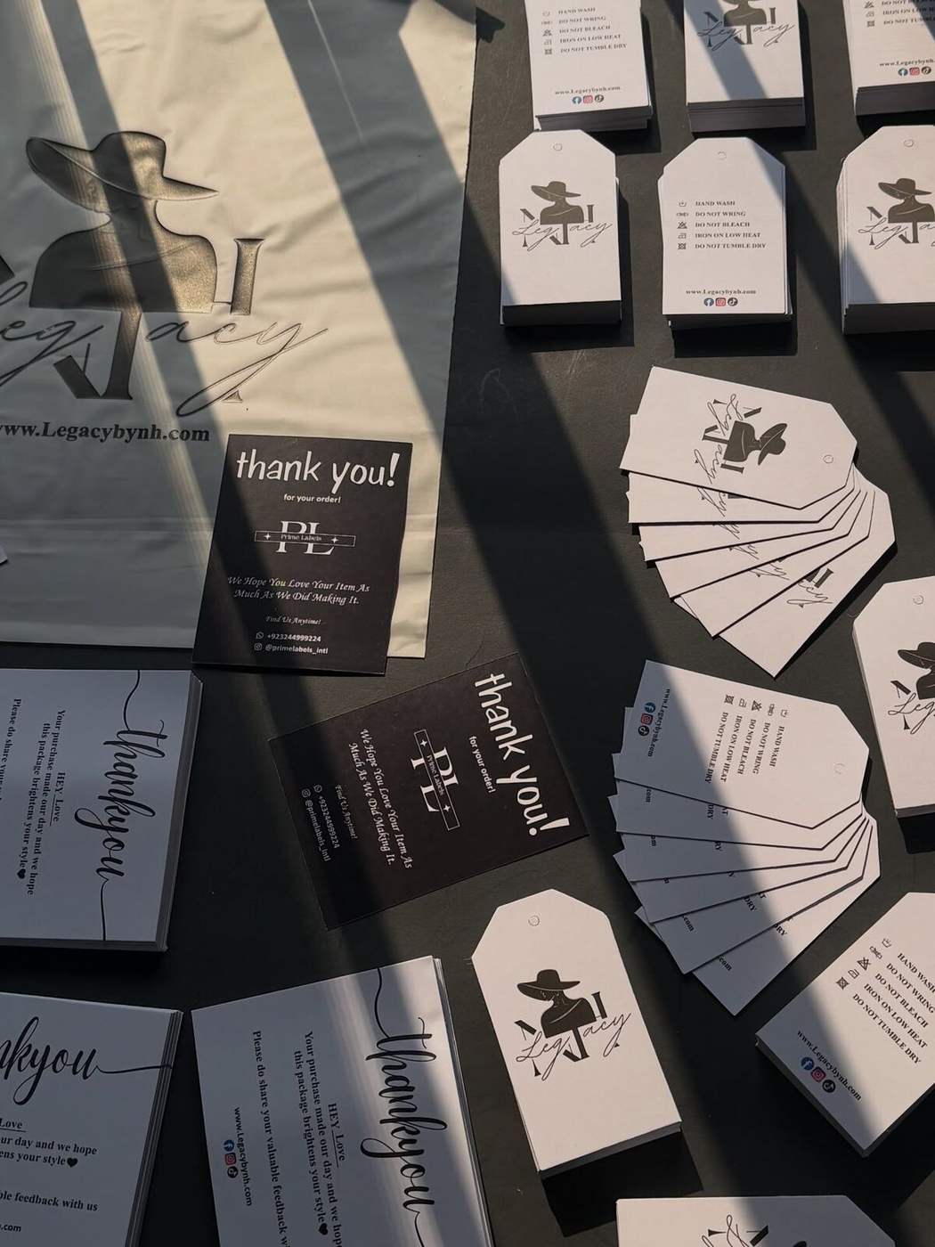 THANK YOU CARDS | TAG CARDS | ZIPPER BAGS — Prime Labels work sample