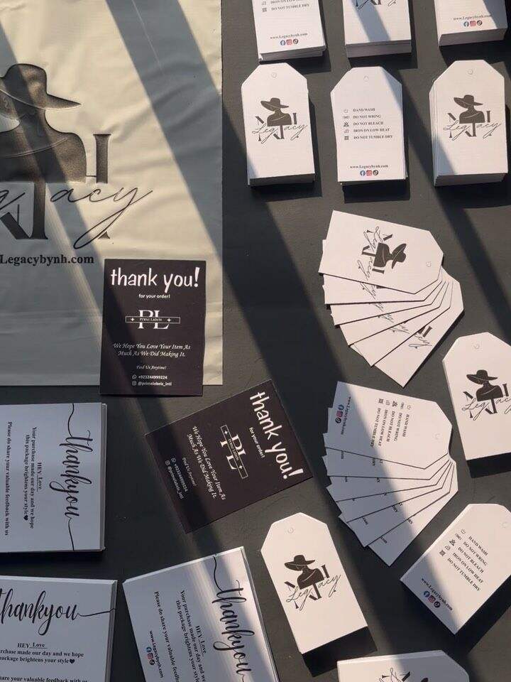 THANK YOU CARDS | TAG CARDS | ZIPPER BAGS — Prime Labels work sample